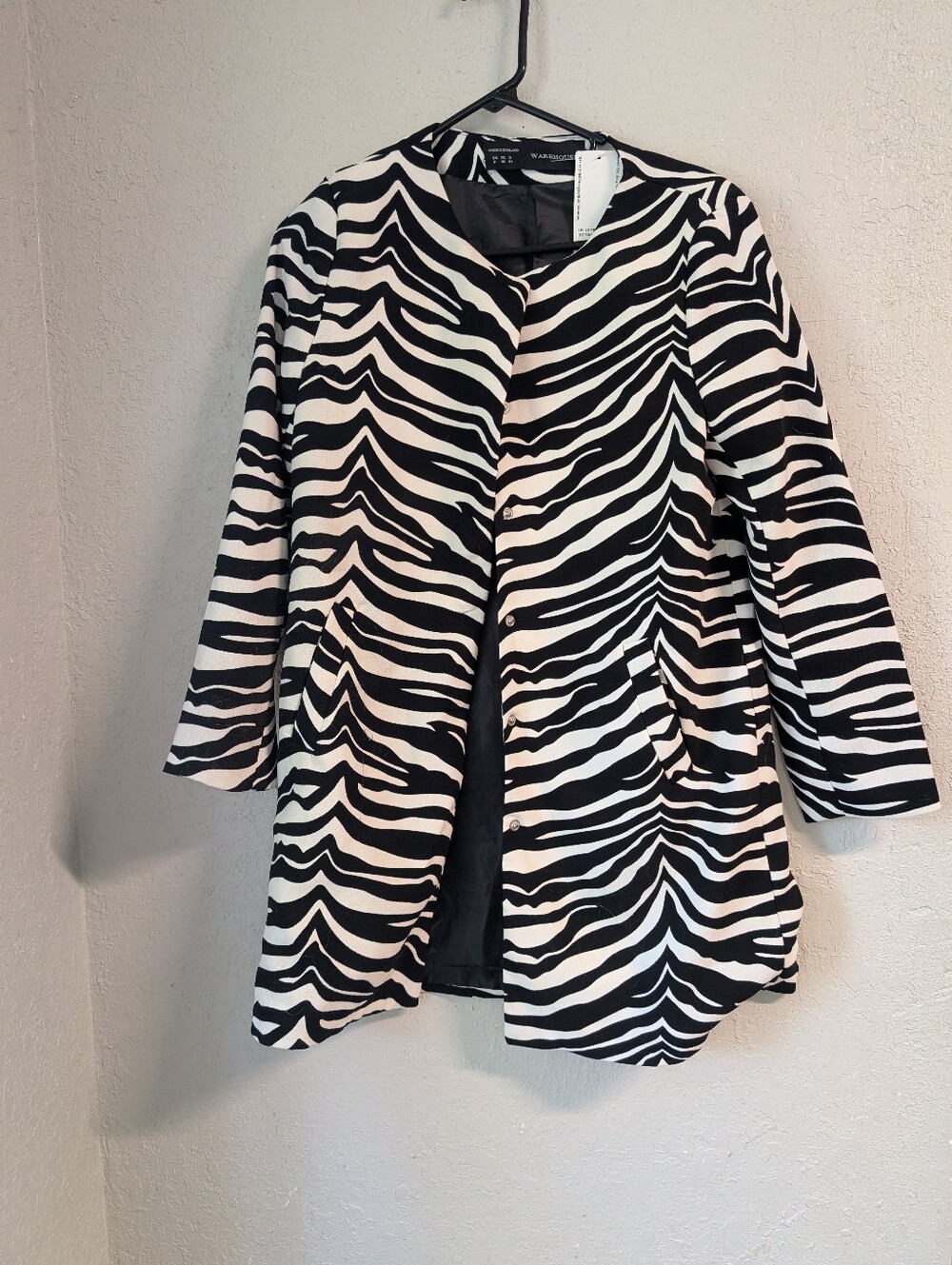 Warehouse Black & White Zebra-Print Pea Coat 8 Maximalist Capsule Boxy Elevated